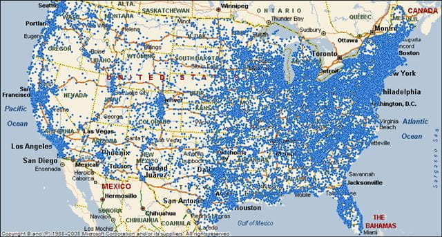 Truth About Abs Readers plotted on map